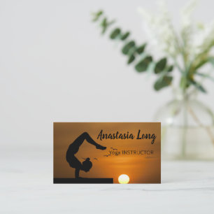 Girl on the Roof at Sunset, Yoga Instructor Busine Business Card