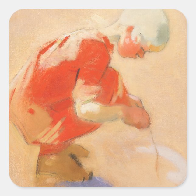 Girl on the Sand, Helene Schjerfbeck   Square Sticker (Front)
