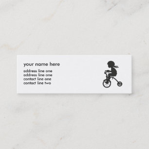 Girl on Tricycle silhouette Mini Business Card