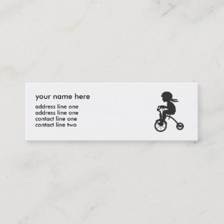 Girl on Tricycle silhouette Mini Business Card