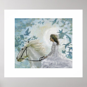 girl on white horse poster