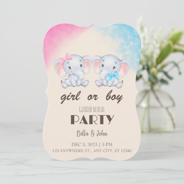 Girl or Boy - Baby Gender Reveal Party Invitation  (Standing Front)