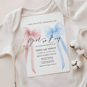 Girl or Boy Bow Gender Reveal Invitation