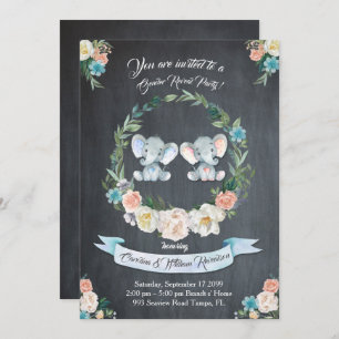 Girl or boy gender reveal elephant,blackboard,cute invitation