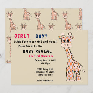 Girl or Boy Giraffe Baby Reveal Party Invitation