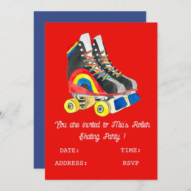 Girl or teen Roller Skating party Invitation (Front/Back)