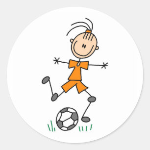 Girl Orange Soccer Uniform Classic Round Sticker