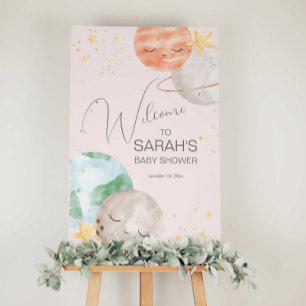 Girl Outer Space Baby Shower Welcome Sign