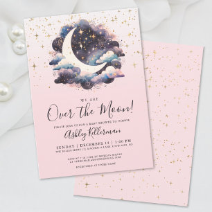 Girl Over The Moon Baby Shower Invitation