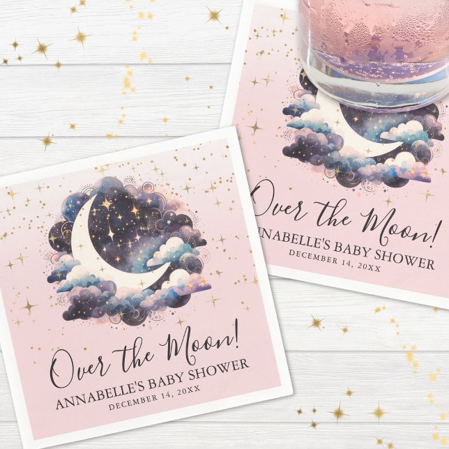 Girl Over The Moon Baby Shower Napkin (Girl Over The Moon Baby Shower Napkins)