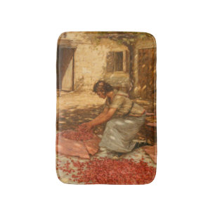 Girl Packing Cherries in Provence (France) Bath Mat