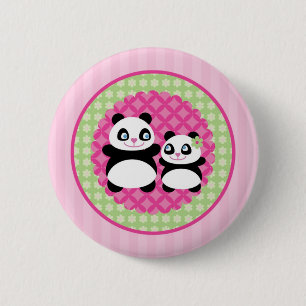 Girl Panda Bear Button