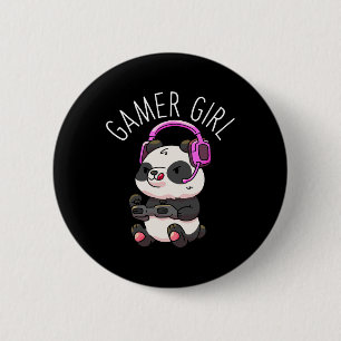 Girl Panda Gaming Pandas Video Game Women Girls Gi 6 Cm Round Badge