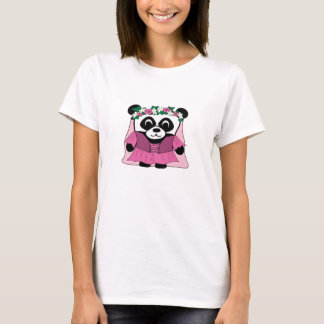 Girl Panda in Pink Renaissance Dress T-Shirt