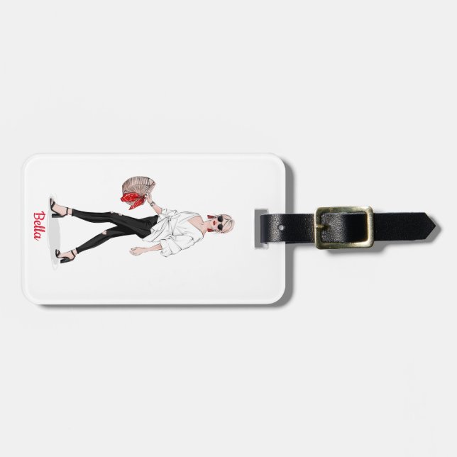 Girl Paris Fashion Personalised Custom   Luggage Tag (Front Horizontal)