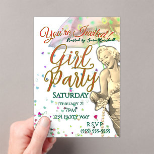 Girl Party Acrylic Invitation