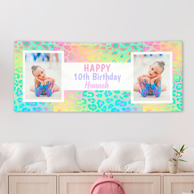 Girl Party Bright Colours Any Age Photo Birthday Banner (Girl Party Bright Colors Any Age Photo Birthday Banner
)