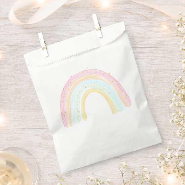 Girl Pastel Rainbow Birthday Party Favour Bag (Clipped)