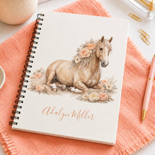 Girl Peach Horse Whimsical Personalised Notebook