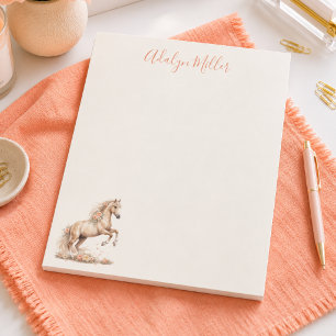 Girl Peach Horse Whimsical Personalised Notepad