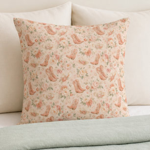 Girl Peach Western Coquette Shabby Chic Cushion