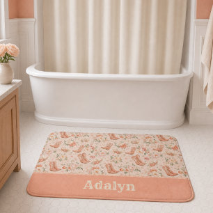Girl Peach Western Cowgirl Shabby Chic Monogram Bath Mat