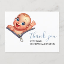 Girl Peeking out Baby Shower White Thank You  