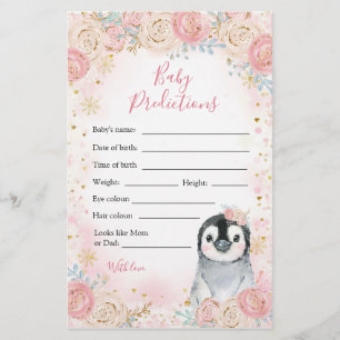 Girl Penguin Winter Snowflake Baby Predictions