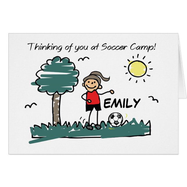 Girl Personalise Name Soccer Camp Stick Figure Thi (Front Horizontal)