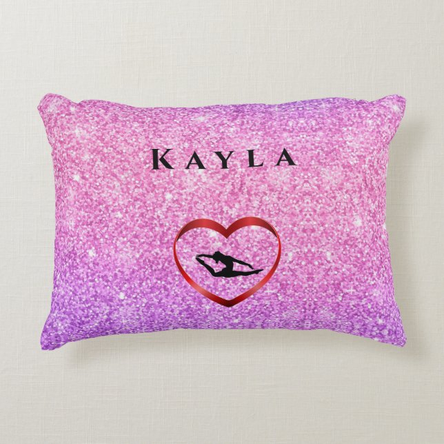 Girl Personalised Tumble Gymnast Gymnastics Pillow (Front)