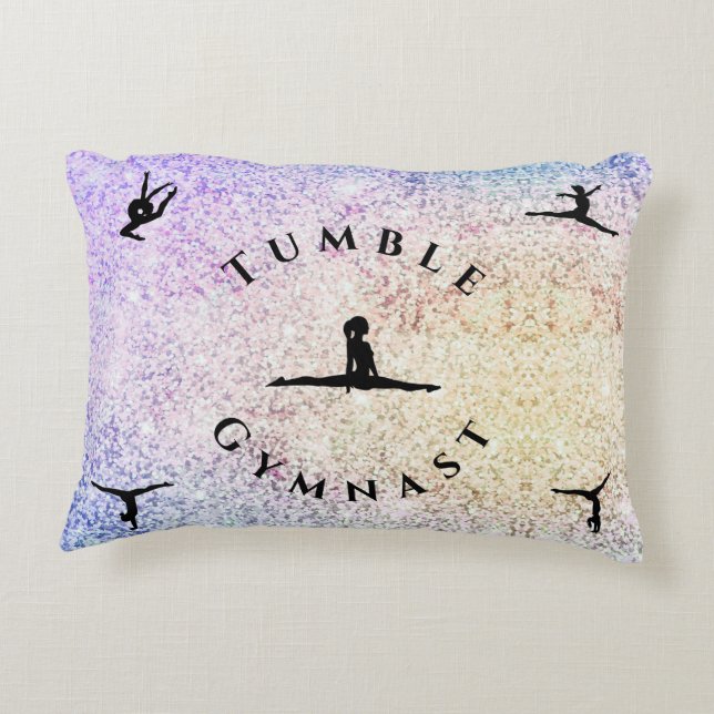 Girl Personalised Tumble Gymnast Gymnastics Pillow (Back)