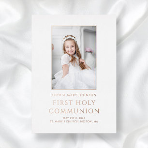 Girl Photo First Holy Communion Rose Gold