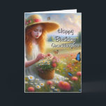 Girl Picking Flowers Granddaughter Birthday  Card<br><div class="desc">"AI-generated artwork with design direction by Susang6"</div>