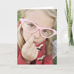 Girl Picking Nose Birthday Card
