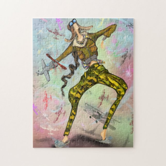 Girl Pilot Puzzle Painting (Vertical)
