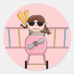 Girl Pilot T-shirts and Gifts Classic Round Sticker
