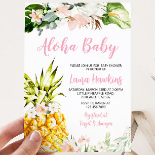 Girl Pineapple Baby Shower Invitation