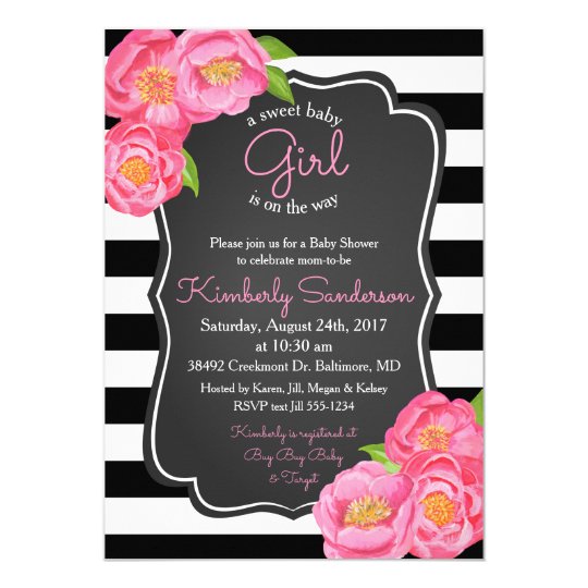 Girl Pink and Chalkboard Baby Shower Invitation