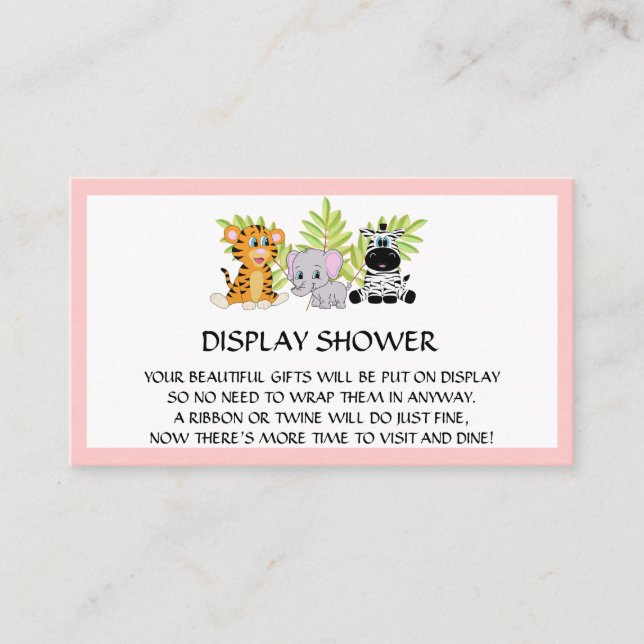 Girl Pink Baby Shower Display Shower Insert Safari (Front)