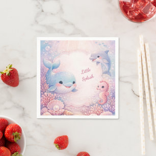 Girl Pink Baby Shower Ocean Party Whale Dolphin Napkin
