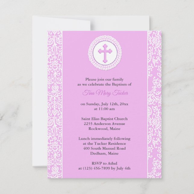 Girl Pink Baptism Invitation (Front)
