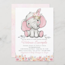 Girl Pink Boho Elephant Baby Shower