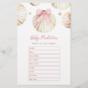 Girl Pink Bow Shell Baby Shower Baby Predictions 