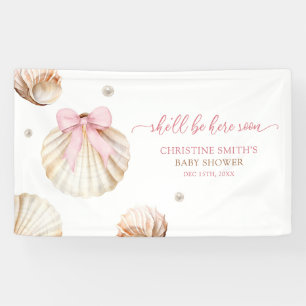 Girl Pink Bow Shell Baby Shower Large Banner