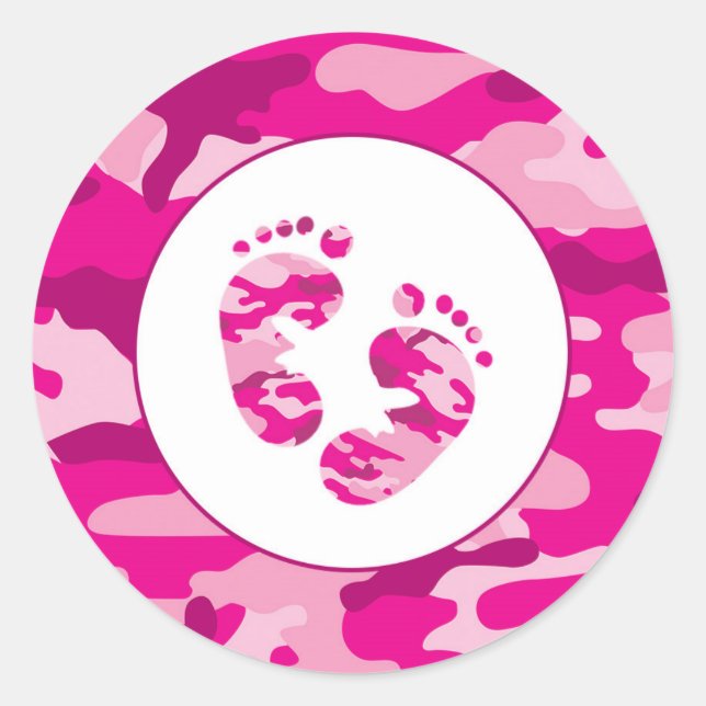 GIRL pink camo feet envelope seals favour stickers (Front)