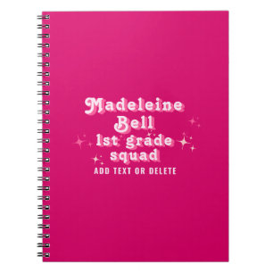 Girl Pink Class Teacher Name Team Squad Any Grade  Notebook