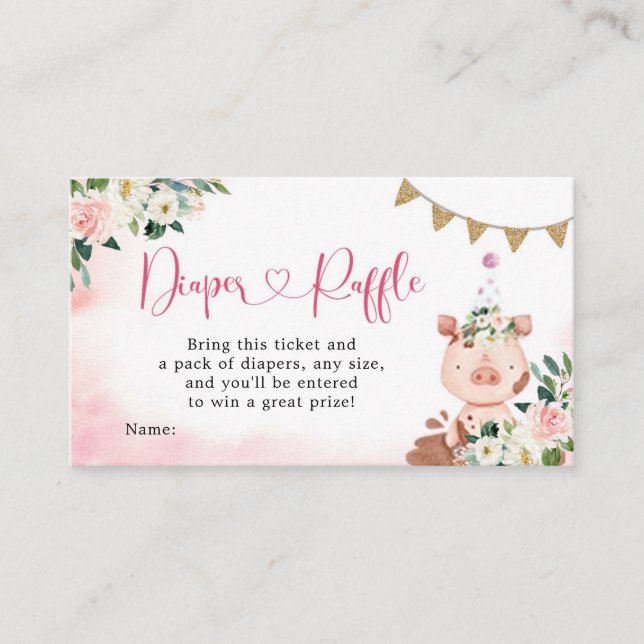 Girl Pink Farm Baby Shower Diaper Raffle Enclosure (Front)