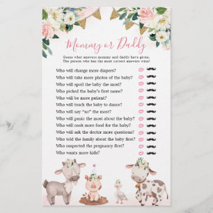 Girl Pink Farm Baby Shower Mummy or Daddy