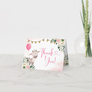 Girl Pink Farm Baby Shower Thank You Card