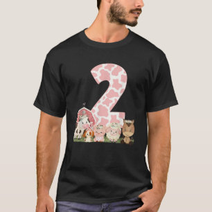 Girl Pink Farm Barnyard 2nd Birthday Outfit Girl 2 T-Shirt